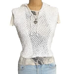 TSE Crochet Hooded Tank Open Knit Boho Minimalistic Layering Top Sz S